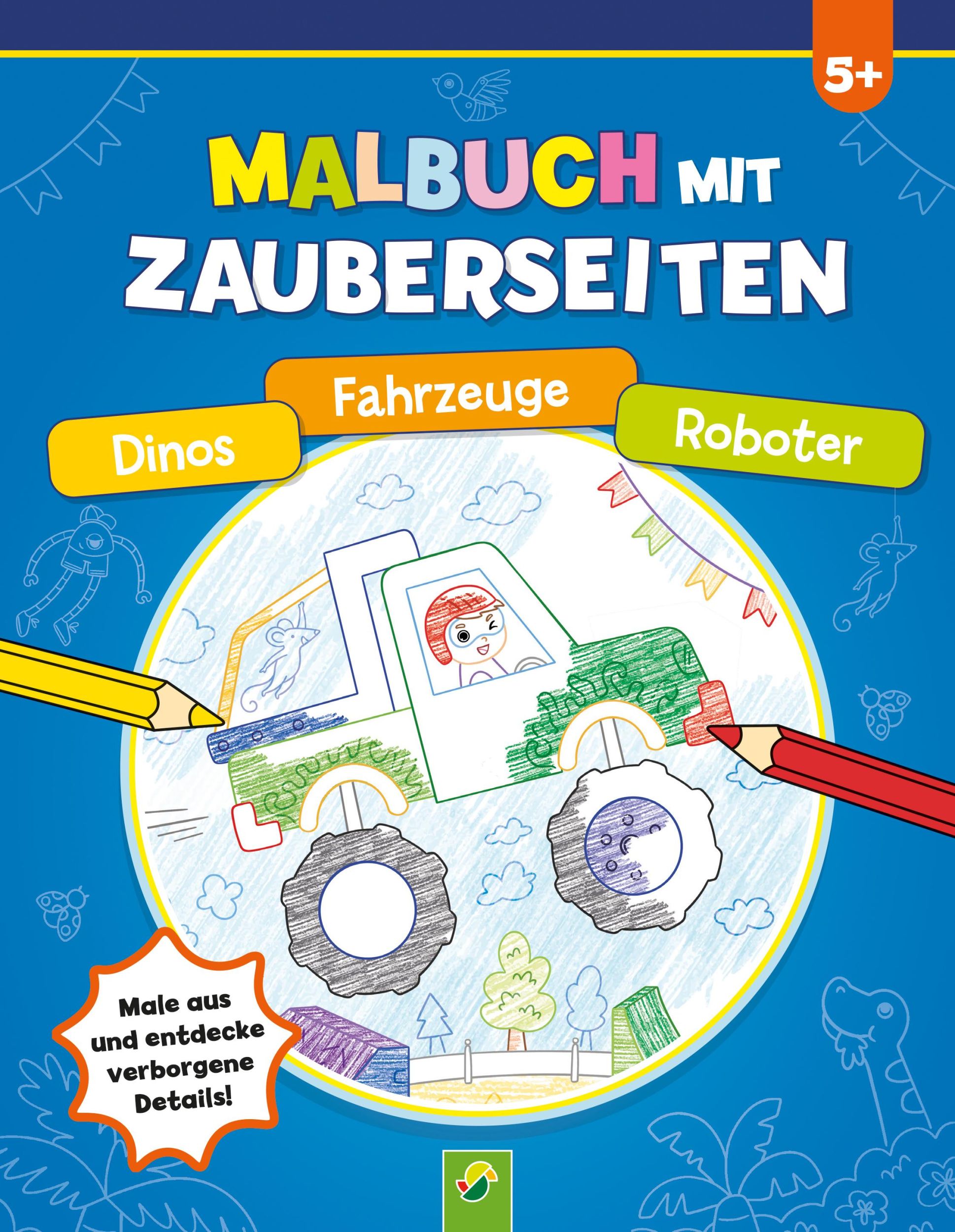 Cover: 9783849946890 | Malbuch mit Zauberseiten Dinos, Fahrzeuge, Roboter | GmbH | Buch