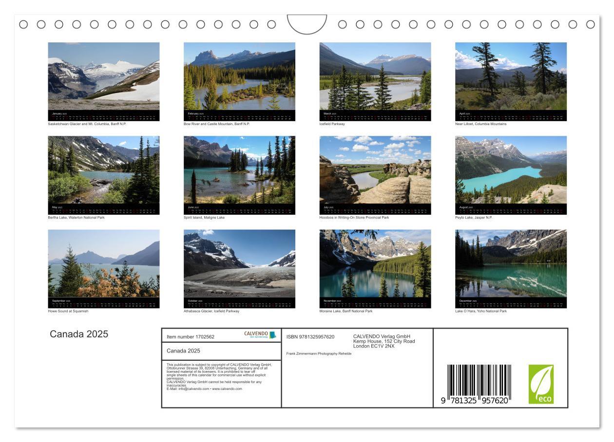 Bild: 9781325957620 | Canada 2025 (Wall Calendar 2025 DIN A4 landscape), CALVENDO 12...