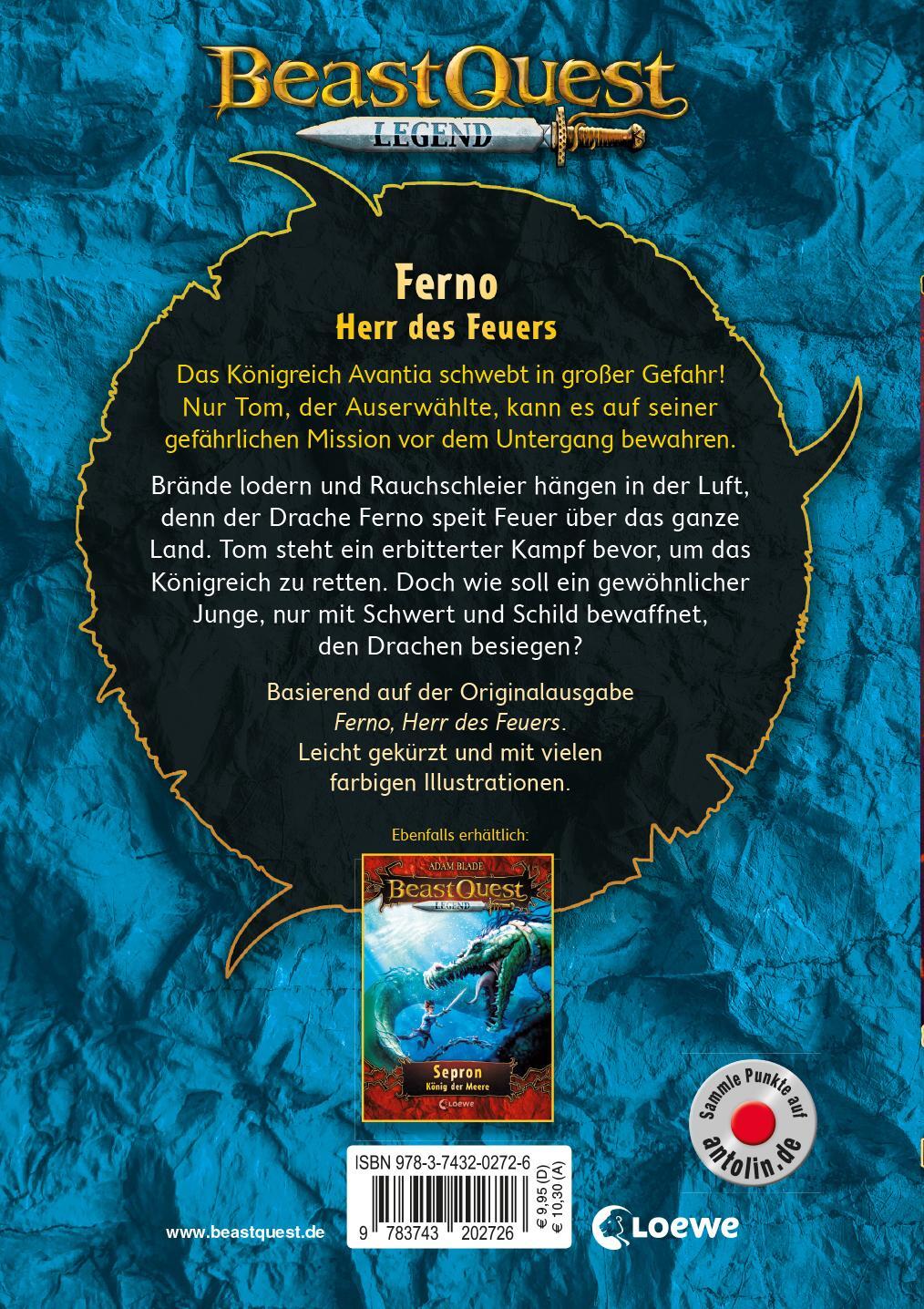 Rückseite: 9783743202726 | Beast Quest Legend 1 - Ferno, Herr des Feuers | Adam Blade | Buch