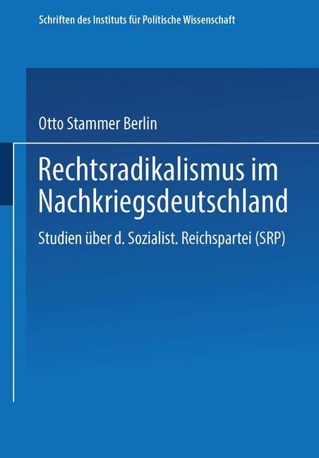 Cover: 9783663196143 | Rechtsradikalismus im Nachkriegsdeutschland | Peter Furth (u. a.) | x