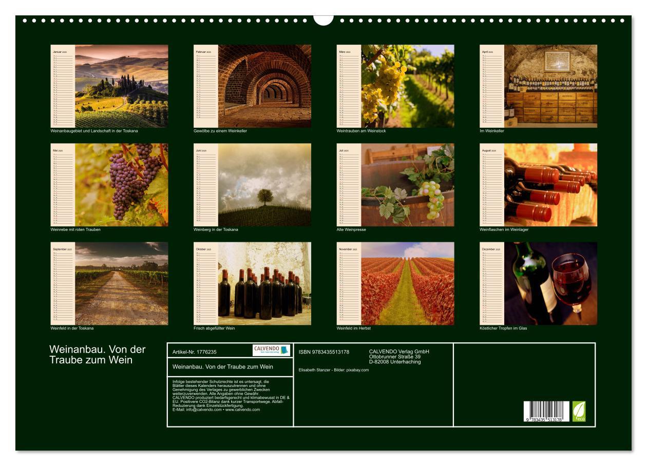 Bild: 9783435513178 | Weinanbau. Von der Traube zum Wein (Wandkalender 2025 DIN A2 quer),...