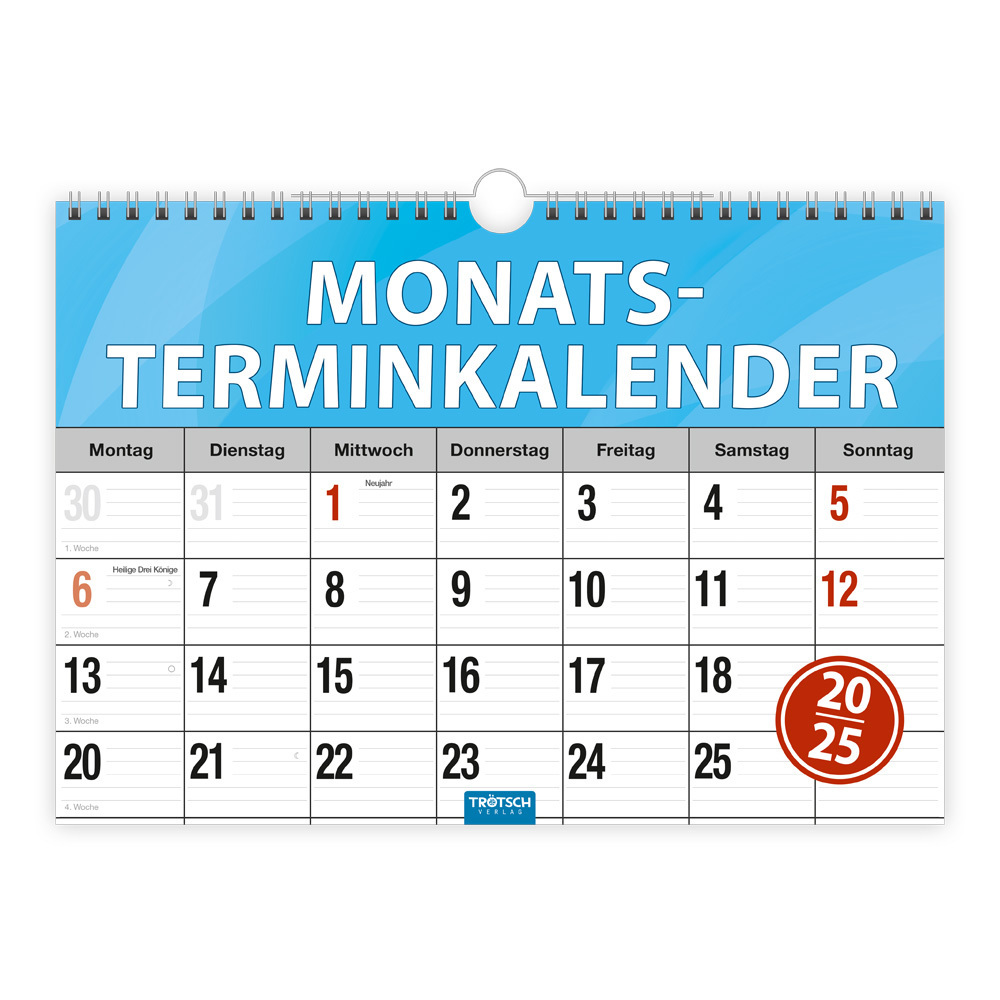 Cover: 4251901507297 | Trötsch Monatsterminer Monatsterminkalender 2025 mit Wire-O-Bindung