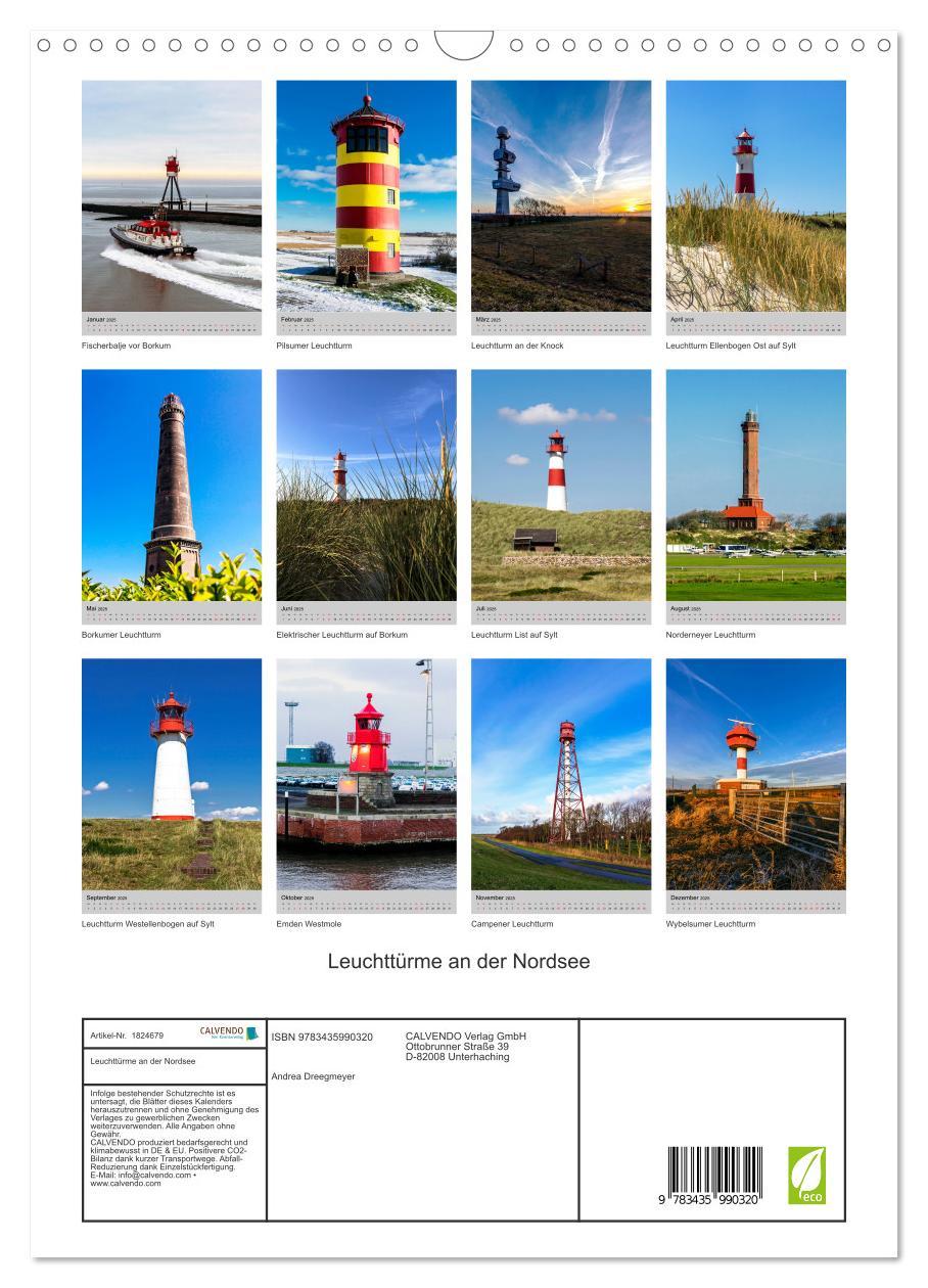 Bild: 9783435990320 | Leuchttürme an der Nordsee (Wandkalender 2025 DIN A3 hoch),...