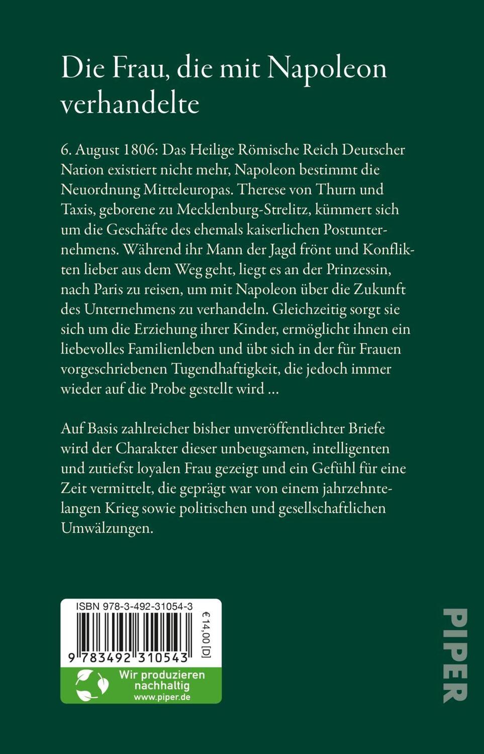 Rückseite: 9783492310543 | Therese von Thurn und Taxis | Carolin Philipps | Taschenbuch | 416 S.