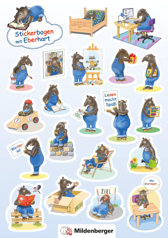 Cover: 9783619041411 | Lesestart mit Eberhart - Der tapirtolle Stickerbogen (VPE 5) | Schulte