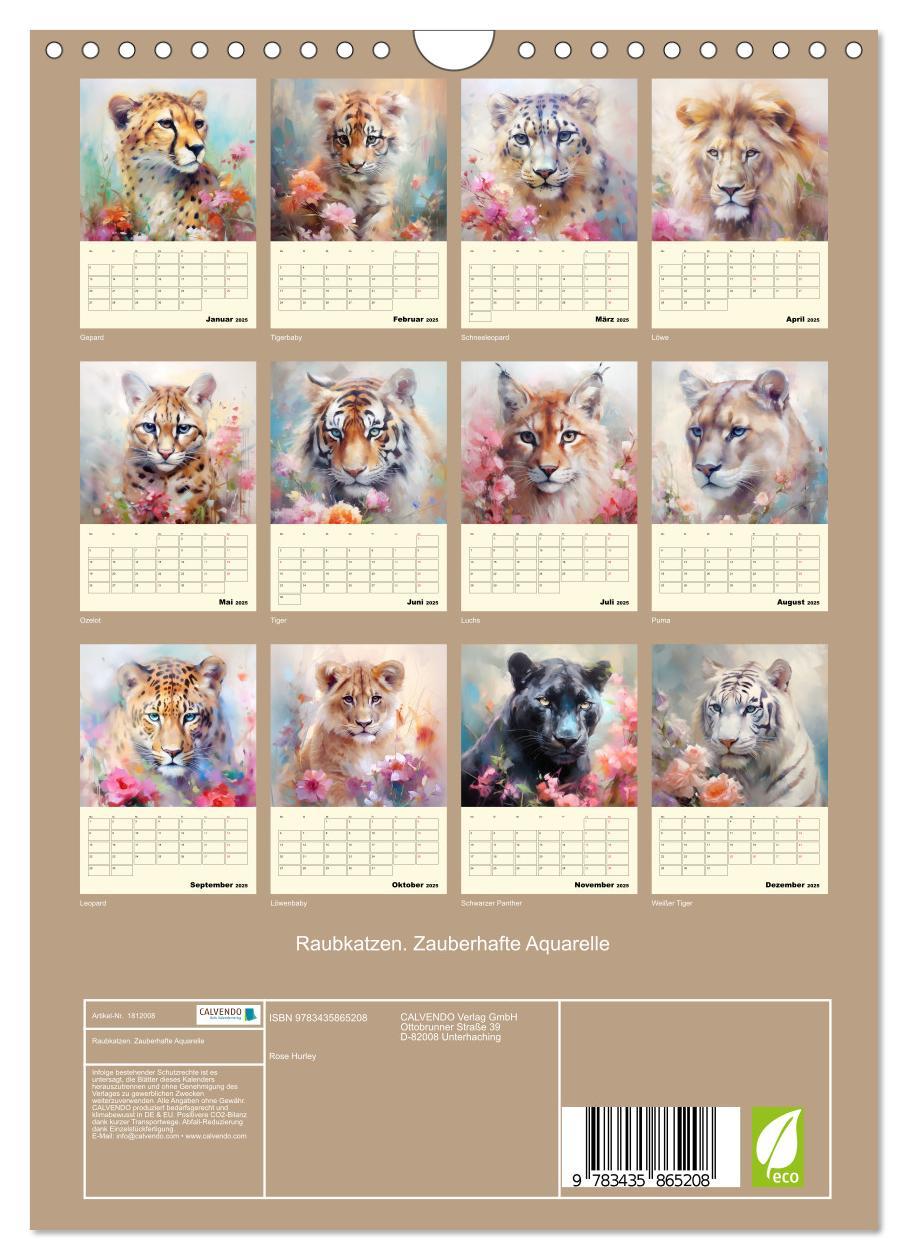 Bild: 9783435865208 | Raubkatzen. Zauberhafte Aquarelle (Wandkalender 2025 DIN A4 hoch),...