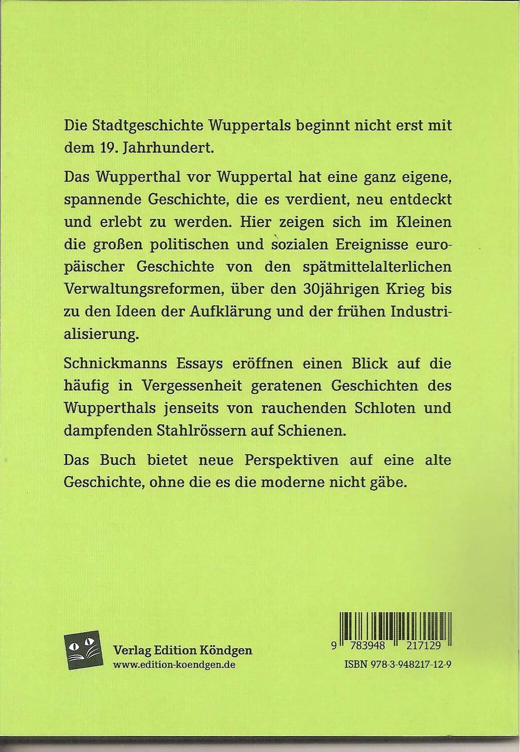 Rückseite: 9783948217129 | Im Wupperthal vor Wuppertal | Heiko Schnickmann | Taschenbuch | 2019