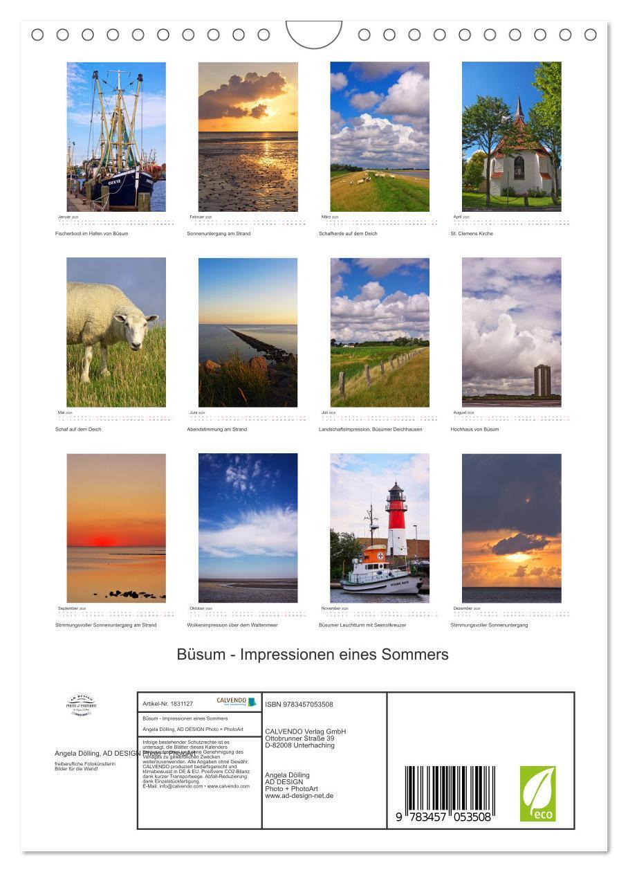 Bild: 9783457053508 | Büsum - Impressionen eines Sommers (Wandkalender 2025 DIN A4 hoch),...