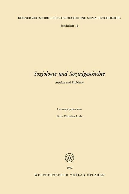 Cover: 9783531111865 | Soziologie und Sozialgeschichte | Aspekte und Probleme | Ludz | Buch