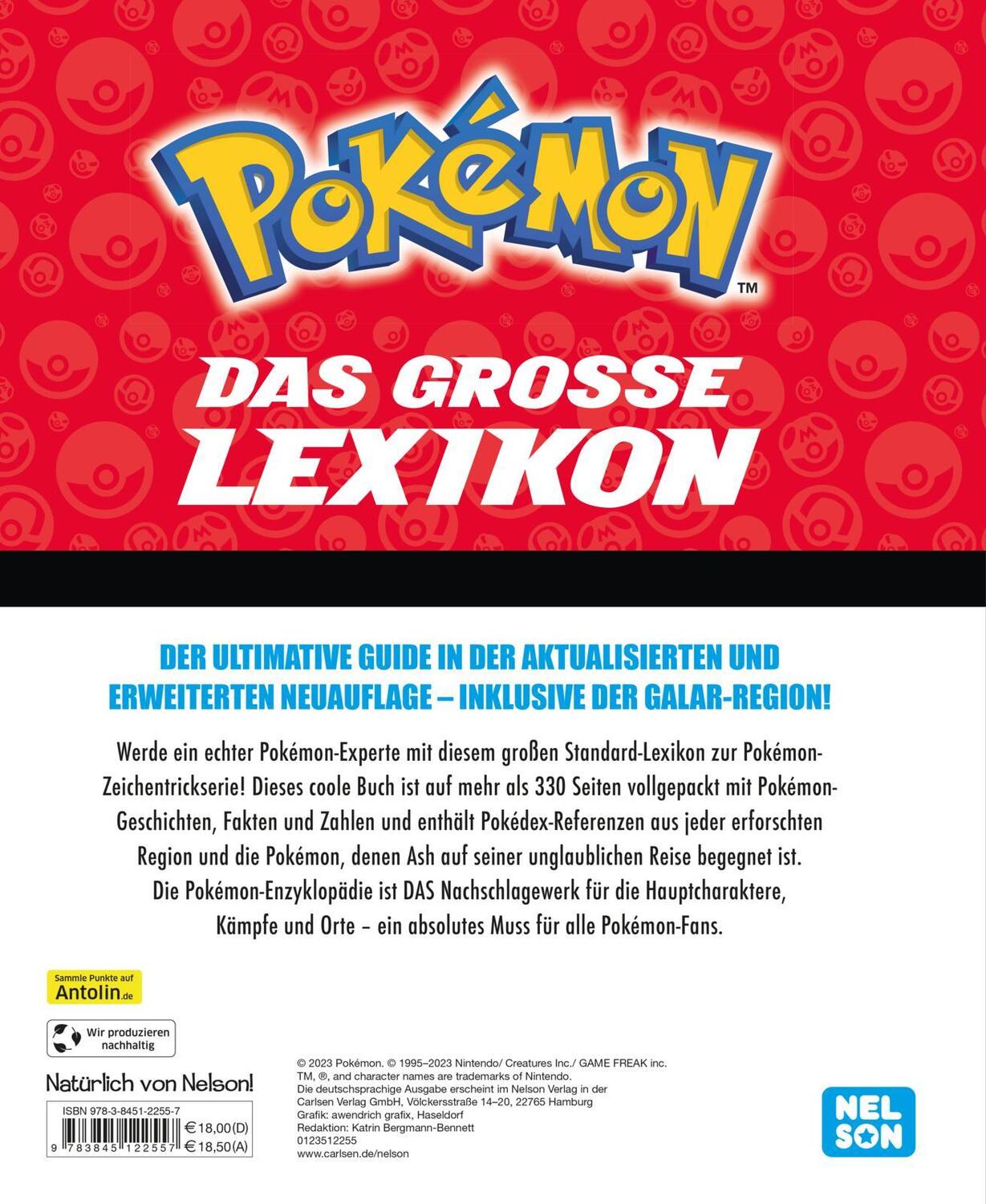 Rückseite: 9783845122557 | Pokémon Handbuch: Das große Lexikon | Aktualisierte Neuausgabe | Buch