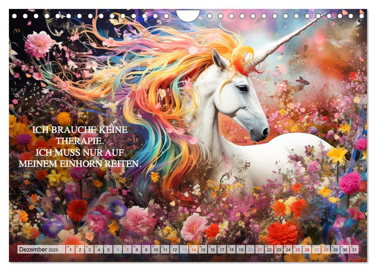 Bild: 9783383845666 | Einhorn und coole Sprüche (Wandkalender 2025 DIN A4 quer), CALVENDO...