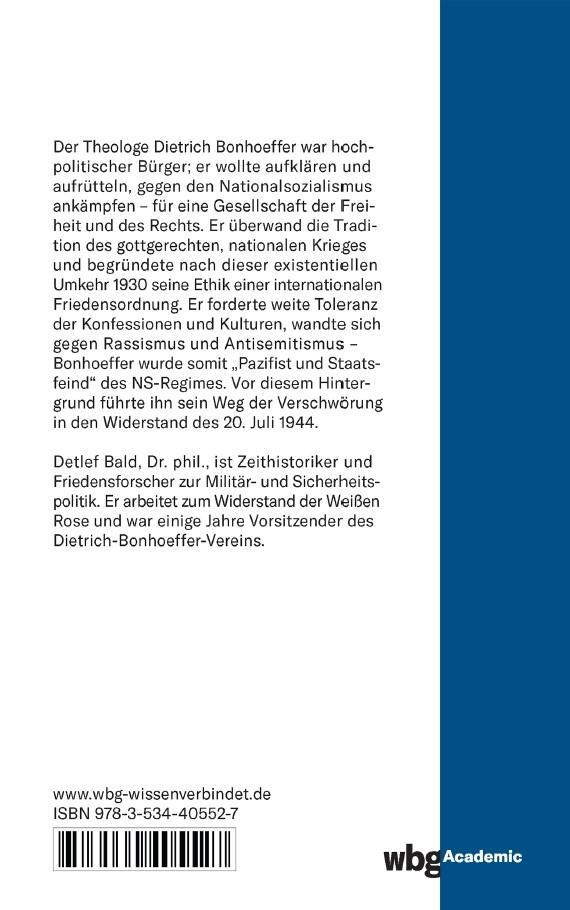Rückseite: 9783534405527 | Dietrich Bonhoeffer | Der Weg in den Widerstand | Detlef Bald | Buch