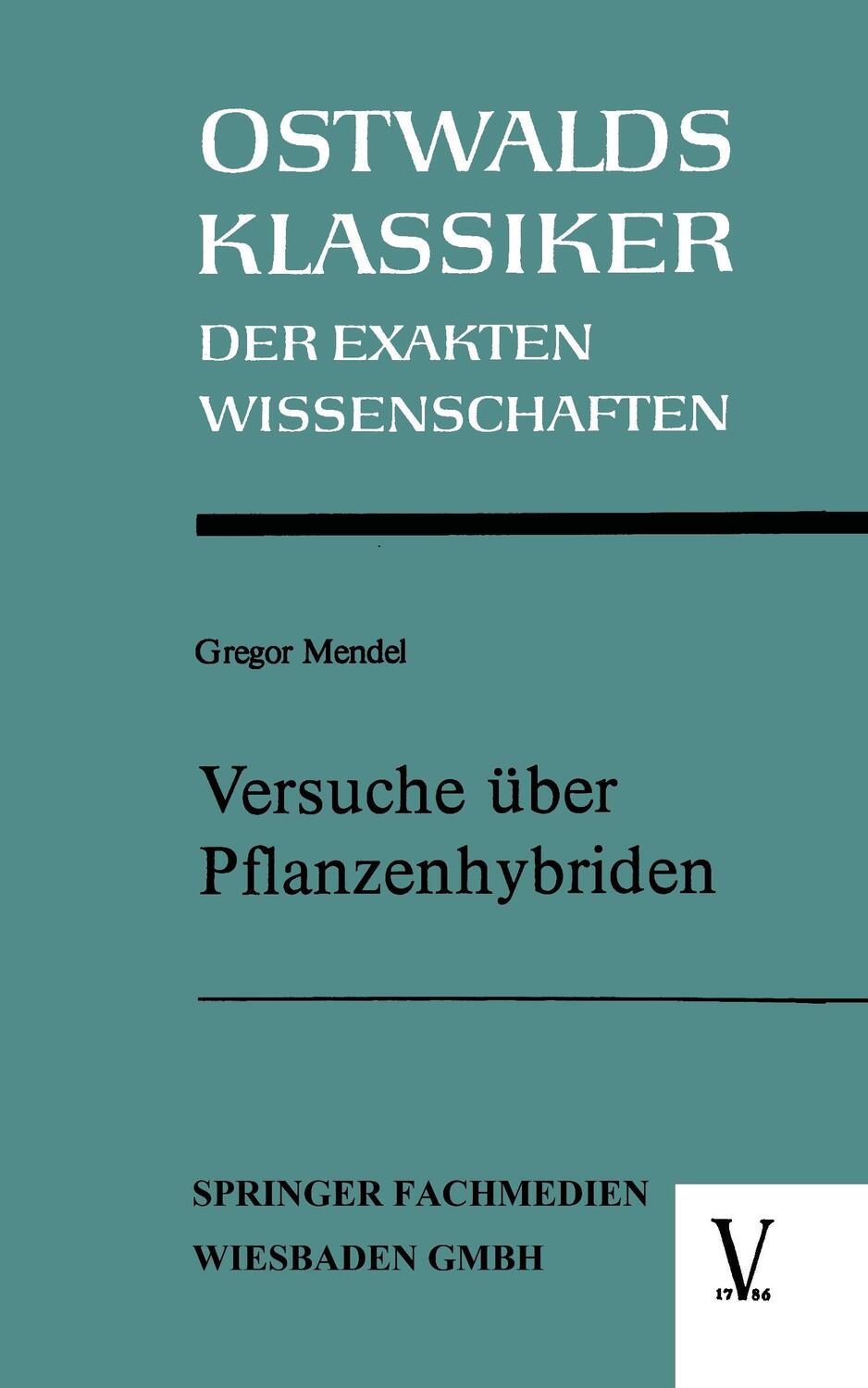Cover: 9783528091064 | Versuche über Pflanzenhybriden | Gregor Mendel | Taschenbuch | iv