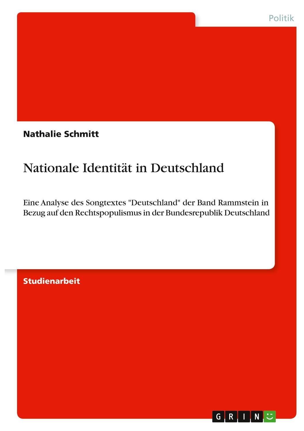 Cover: 9783346393418 | Nationale Identität in Deutschland | Nathalie Schmitt | Taschenbuch