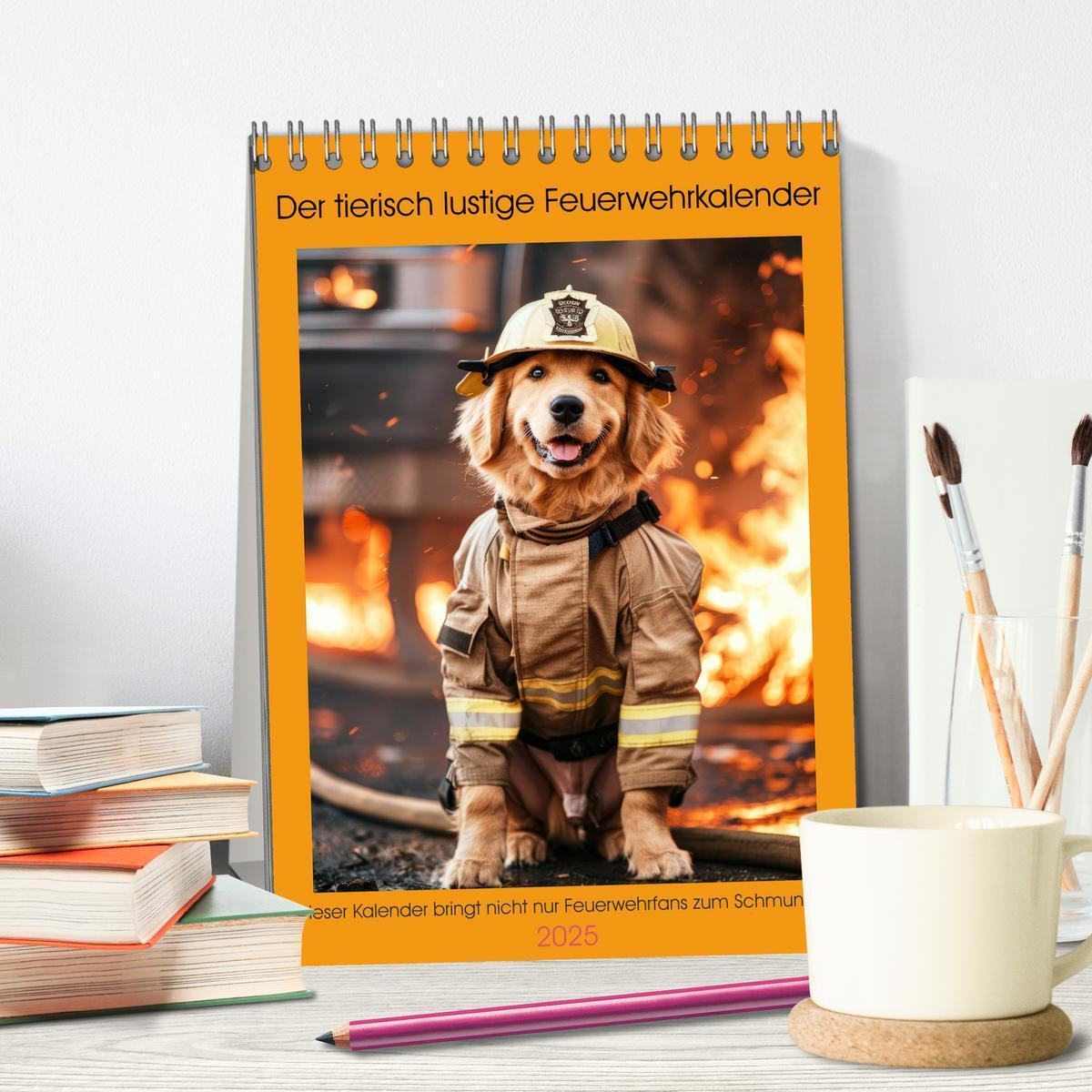 Bild: 9783435698455 | Der tierisch lustige Feuerwehrkalender (Tischkalender 2025 DIN A5...