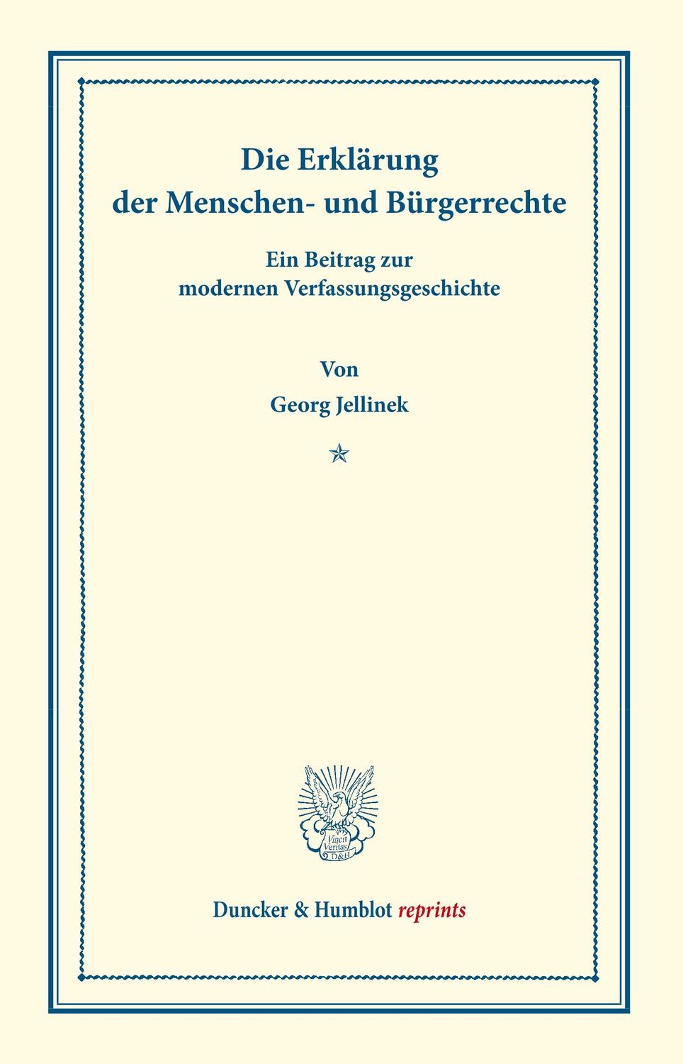 Cover: 9783428176519 | Die Erklärung der Menschen- und Bürgerrechte. | Georg Jellinek | Buch