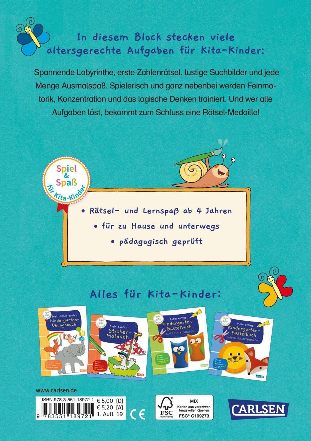 Rückseite: 9783551189721 | Spiel+Spaß für KiTa-Kinder: Mein bunter Kindergarten-Übungsblock