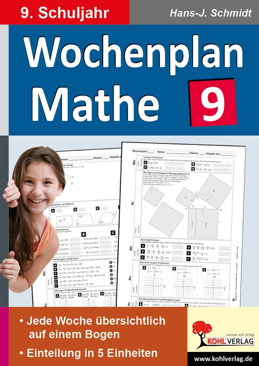 Cover: 9783956868368 | Wochenplan Mathe / Klasse 9 | Hans-J. Schmidt | Taschenbuch | Deutsch