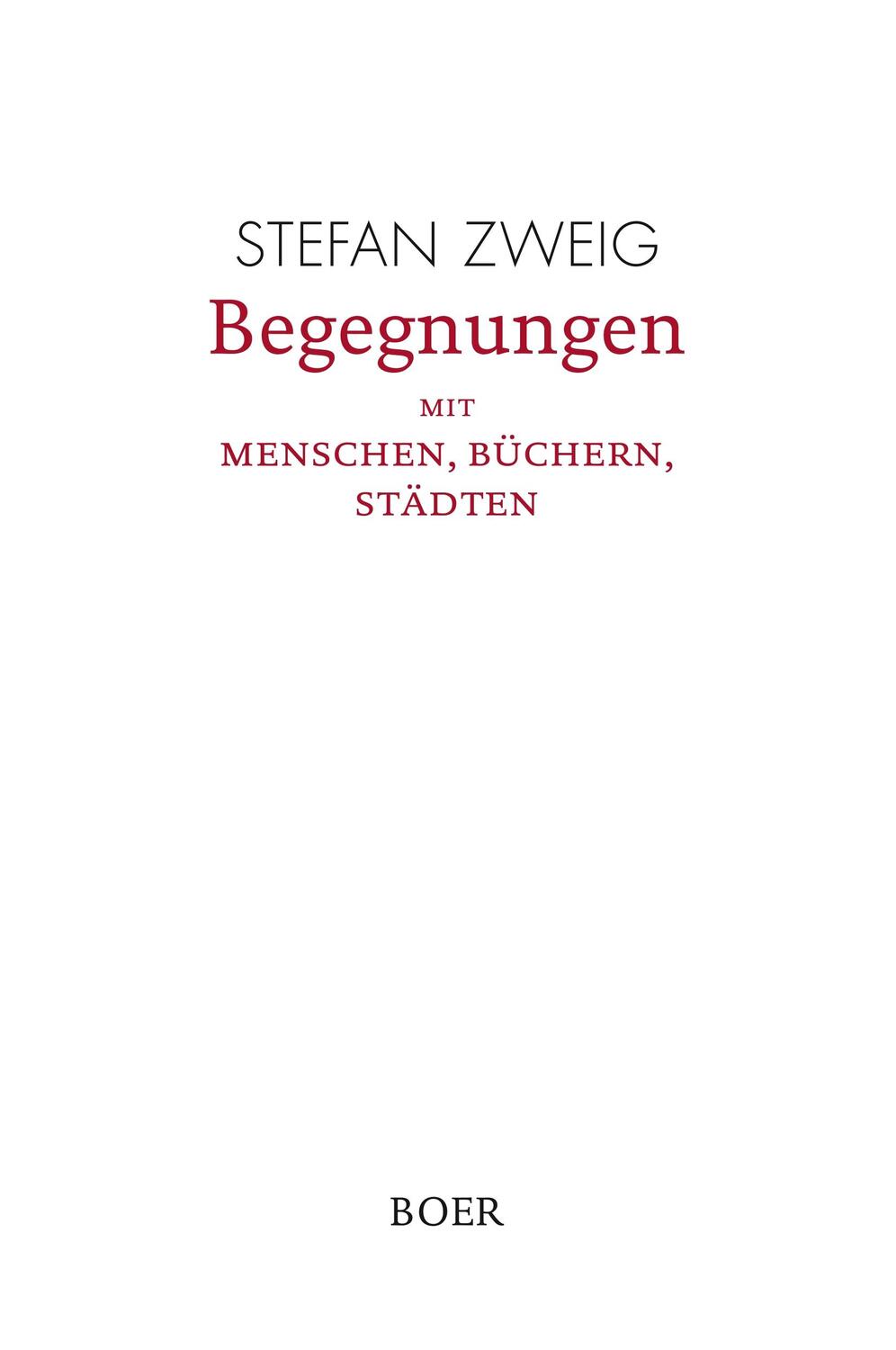 Cover: 9783947618088 | Begegnungen mit Menschen, Büchern, Städten | Stefan Zweig | Buch