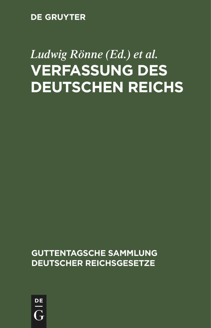 Cover: 9783111156507 | Verfassung des Deutschen Reichs | (Gegeben Berlin, den 16. April 1871)