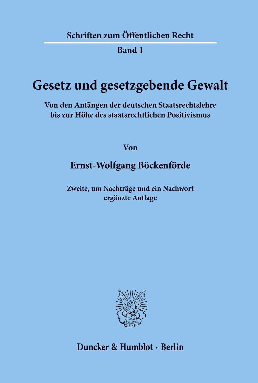 Cover: 9783428048984 | Gesetz und gesetzgebende Gewalt. | Ernst-Wolfgang Böckenförde | Buch