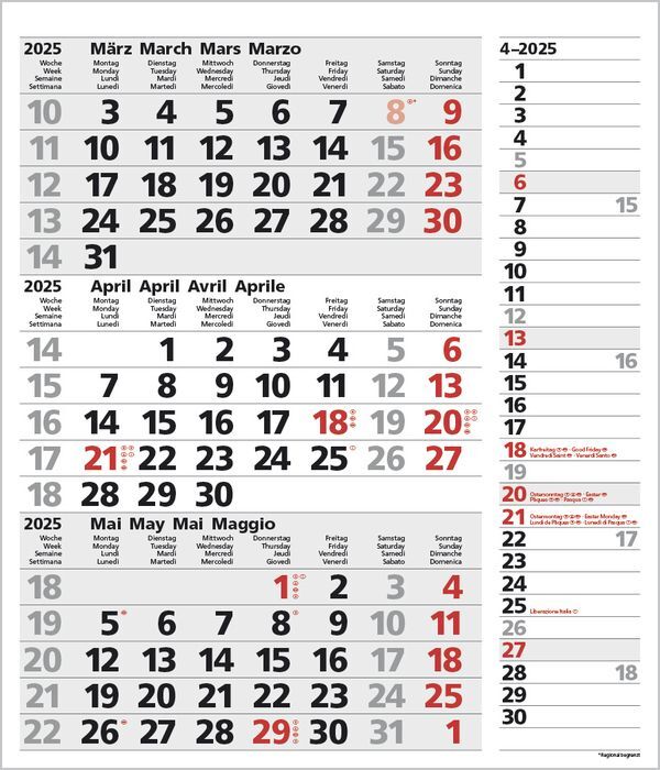 Bild: 9783731877554 | 3-Monats-Planer Combi Grau 2025 | Korsch Verlag | Kalender | 12 S.