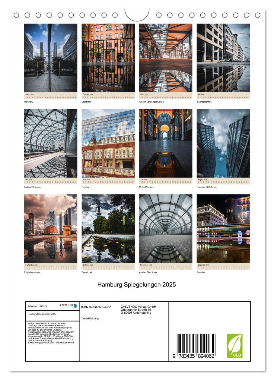 Bild: 9783435894062 | Hamburg Spiegelungen 2025 (Wandkalender 2025 DIN A4 hoch), CALVENDO...