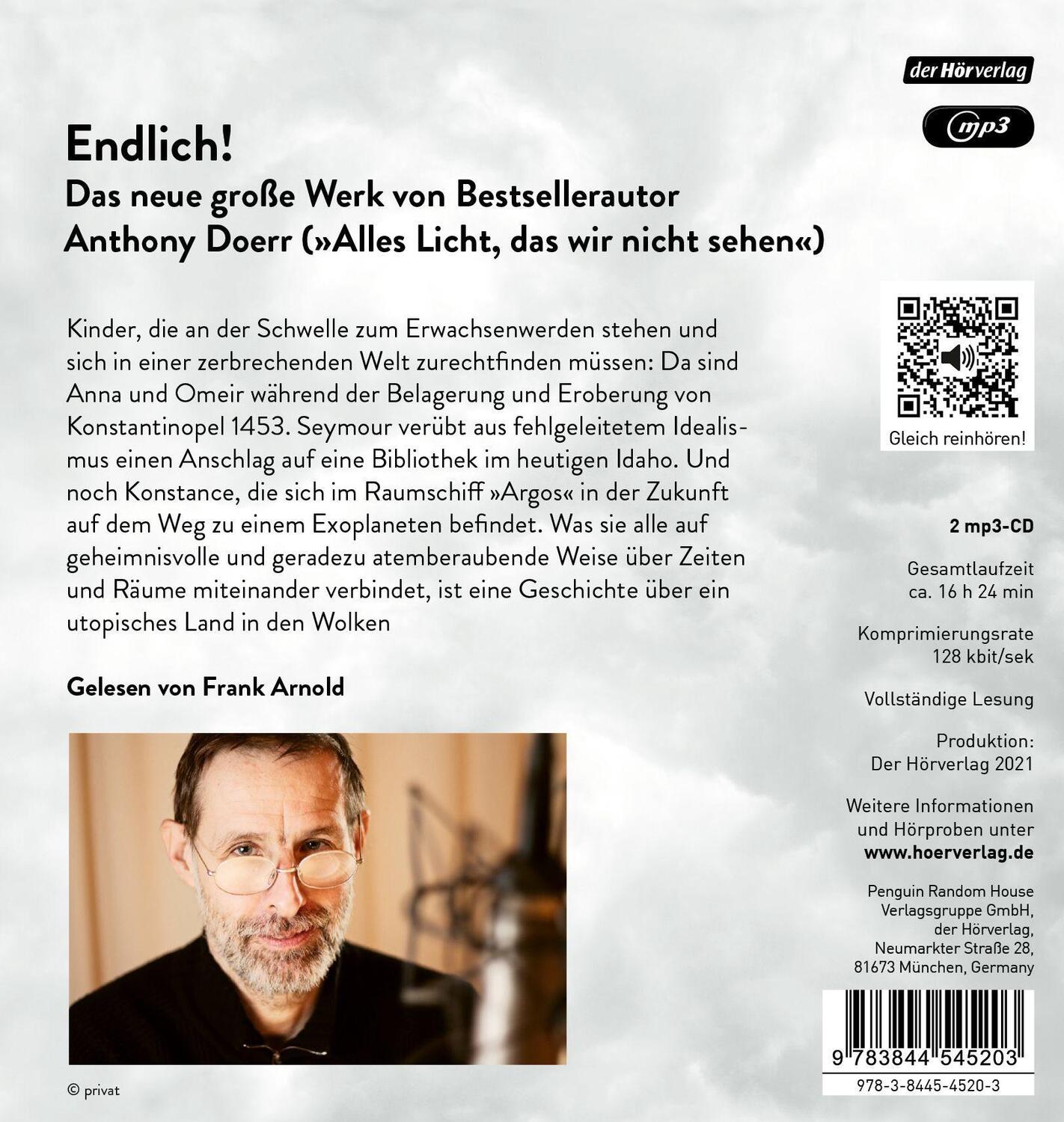 Bild: 9783844545203 | Wolkenkuckucksland | Anthony Doerr | MP3 | 2 Audio-CDs | Deutsch