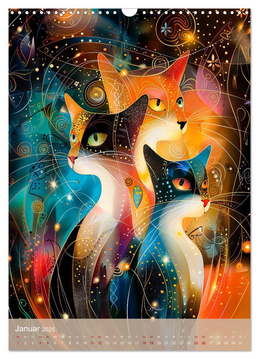 Bild: 9783457172148 | Astrale Katzen - Abstrakte Kunst für Katzenliebhaber (Wandkalender...