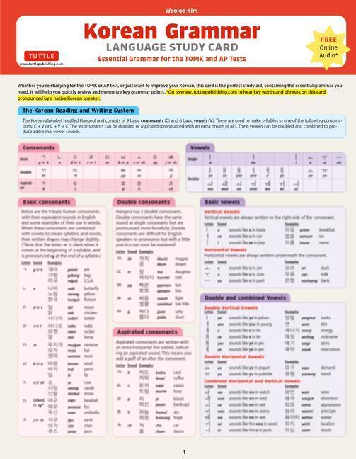 Cover: 9780804853262 | Korean Grammar Language Study Card | Woojoo Kim | Buch | Gebunden