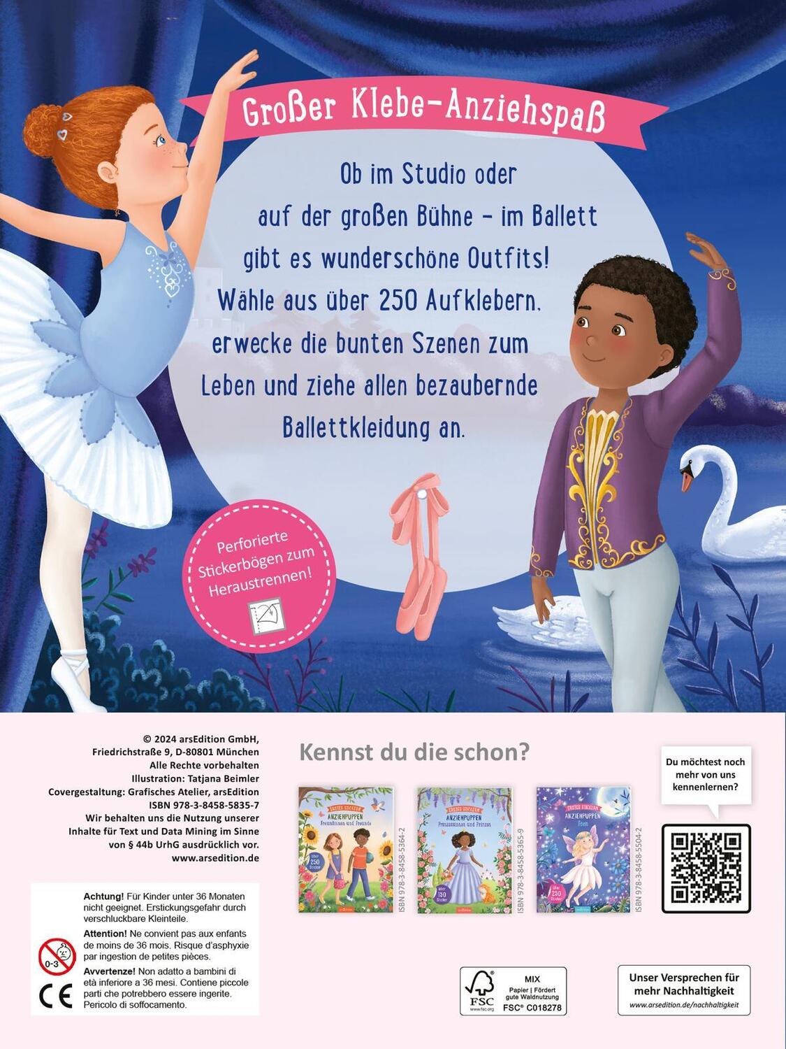 Rückseite: 9783845858357 | Erstes Stickern Anziehpuppen - Ballett | Über 250 Sticker | Beimler