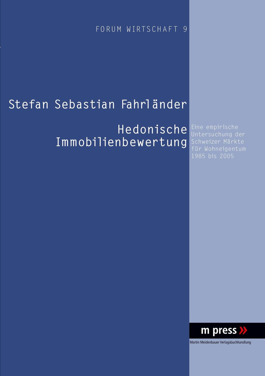 Cover: 9783899756234 | Hedonische Immobilienbewertung | Stefan Fahrländer | Taschenbuch
