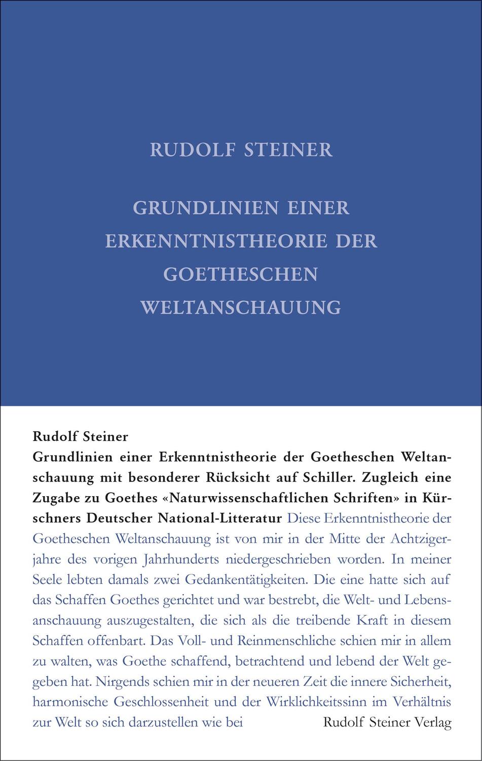 Cover: 9783727400230 | Grundlinien einer Erkenntnistheorie der Goetheschen Weltanschauung...