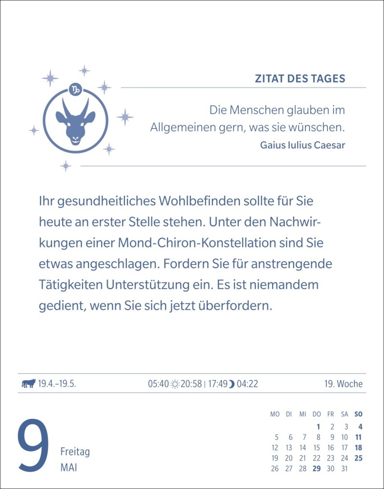 Bild: 9783840033643 | Steinbock Sternzeichenkalender 2025 - Tagesabreißkalender - Ihr...