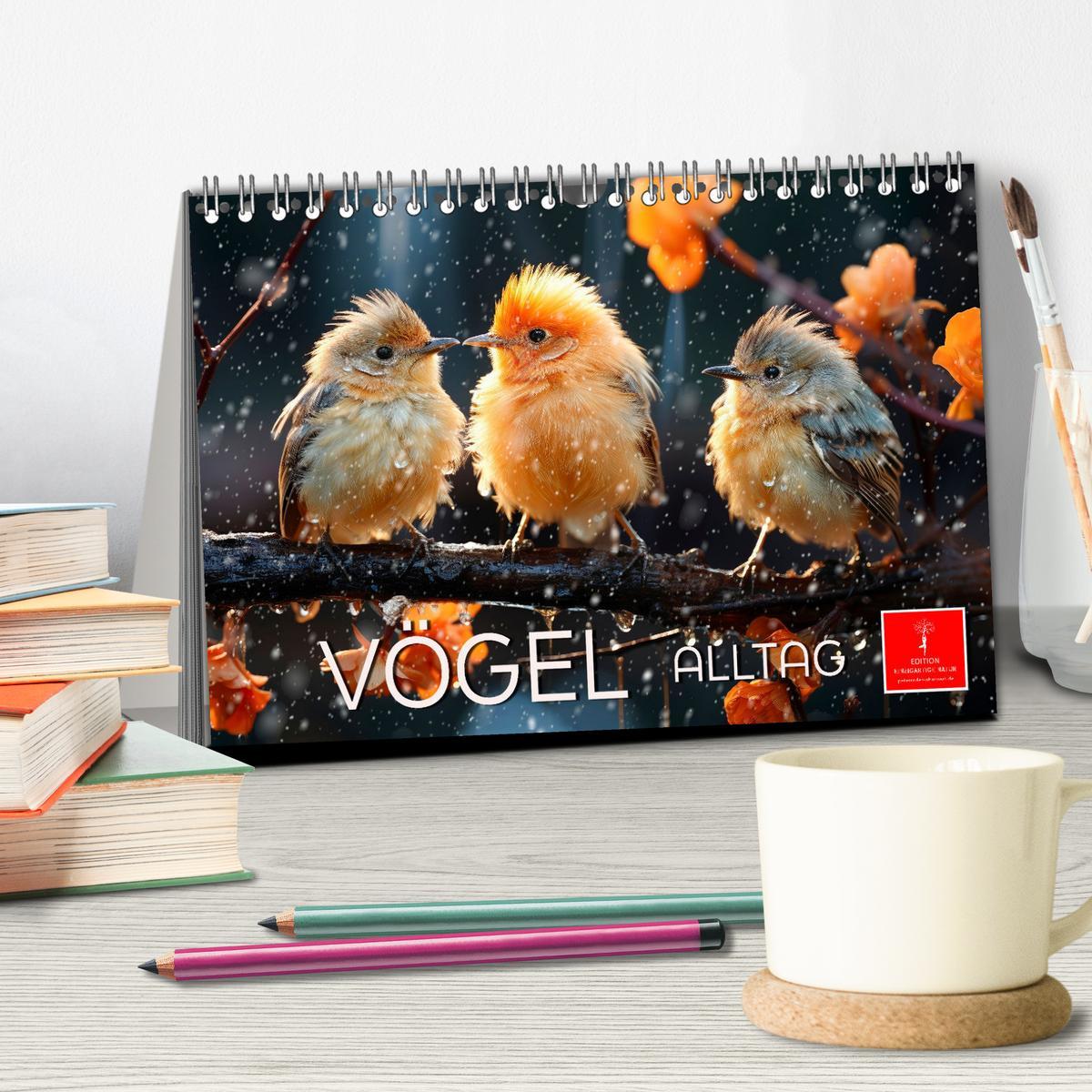 Bild: 9783383843389 | Vögel Alltag (Tischkalender 2025 DIN A5 quer), CALVENDO Monatskalender