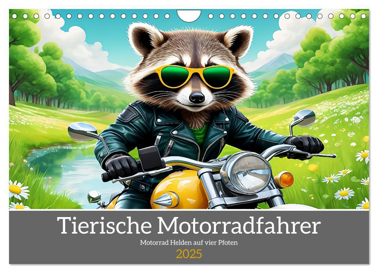 Cover: 9783457131404 | Tierische Motorradfahrer (Wandkalender 2025 DIN A4 quer), CALVENDO...