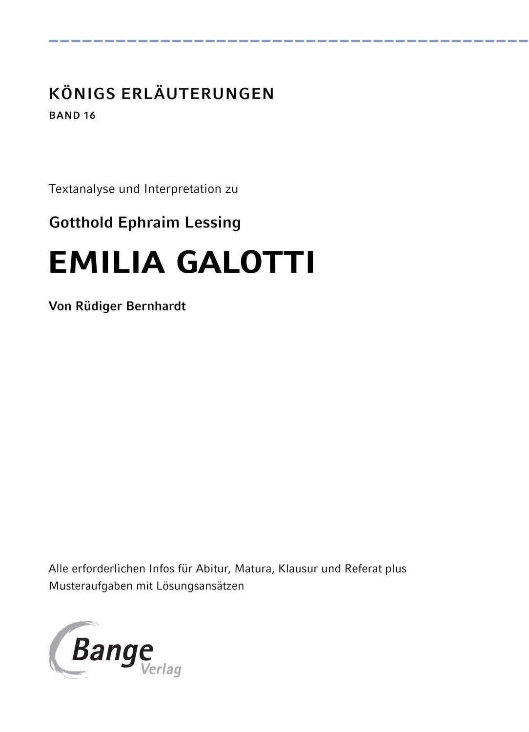 Bild: 9783804420700 | Emilia Galotti - Textanalyse und Interpretation | Lessing | Buch