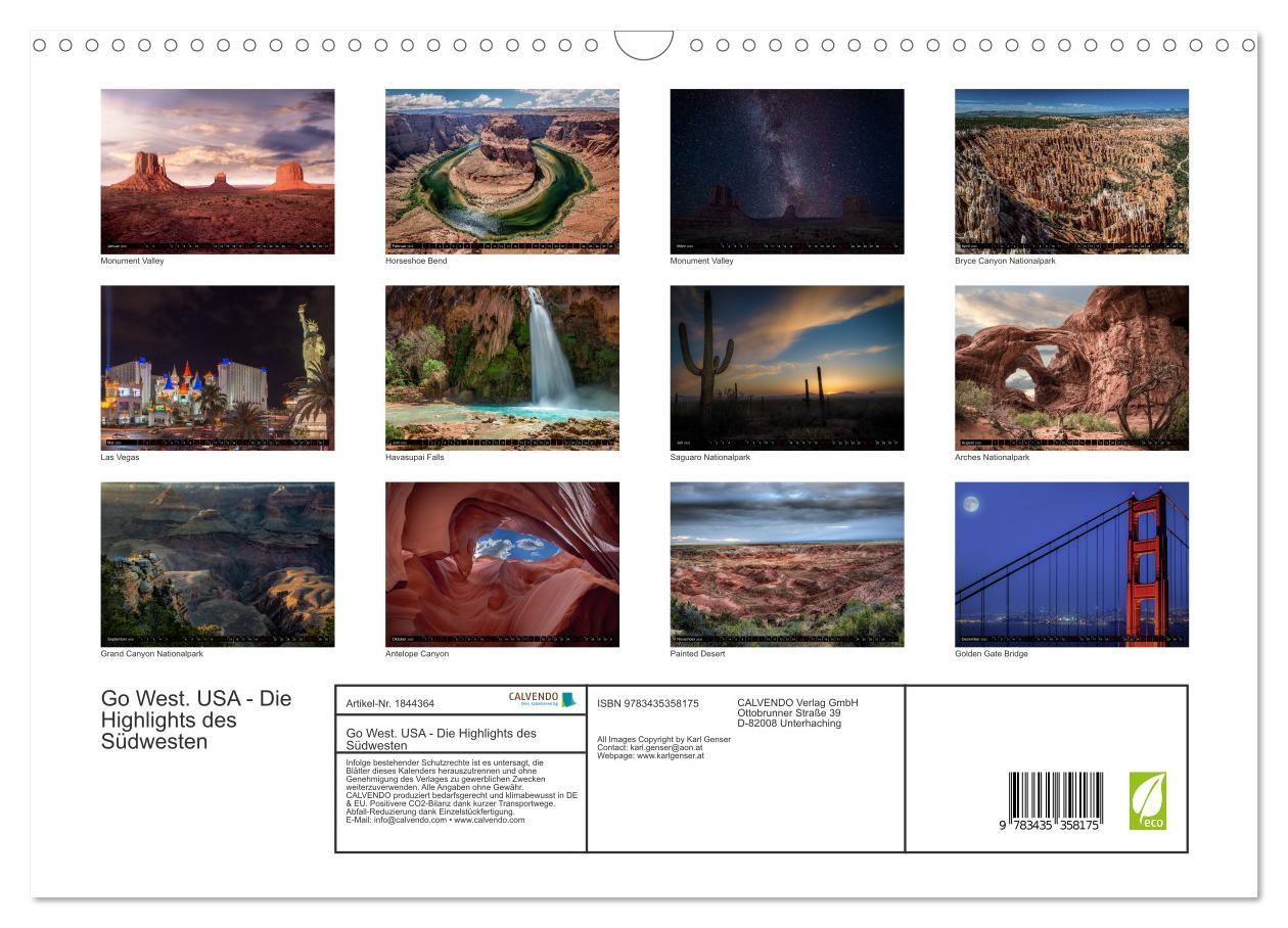 Bild: 9783435358175 | Go West. USA - Die Highlights des Südwesten (Wandkalender 2025 DIN...