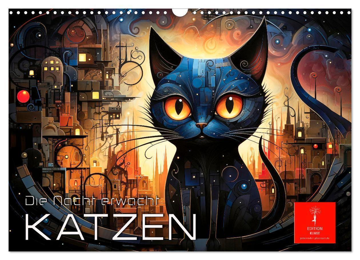 Cover: 9783383751769 | Katzen - die Nacht erwacht (Wandkalender 2024 DIN A3 quer),...