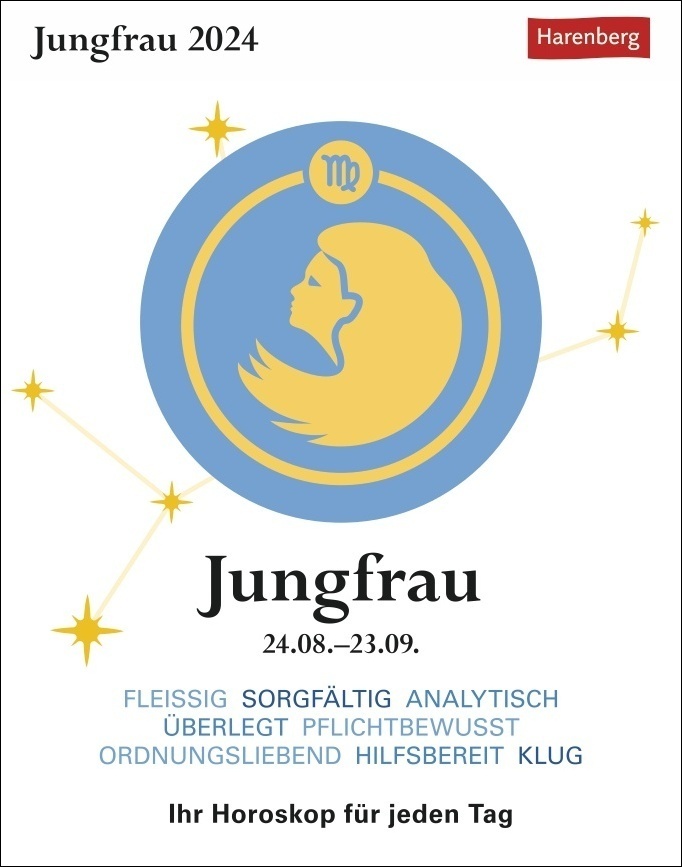 Cover: 9783840031380 | Jungfrau Sternzeichenkalender 2024: Tagesabreißkalender....