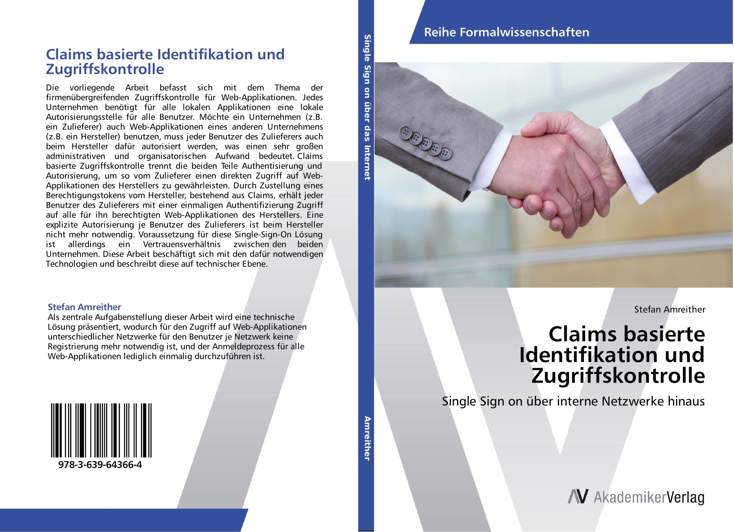 Cover: 9783639643664 | Claims basierte Identifikation und Zugriffskontrolle | Amreither