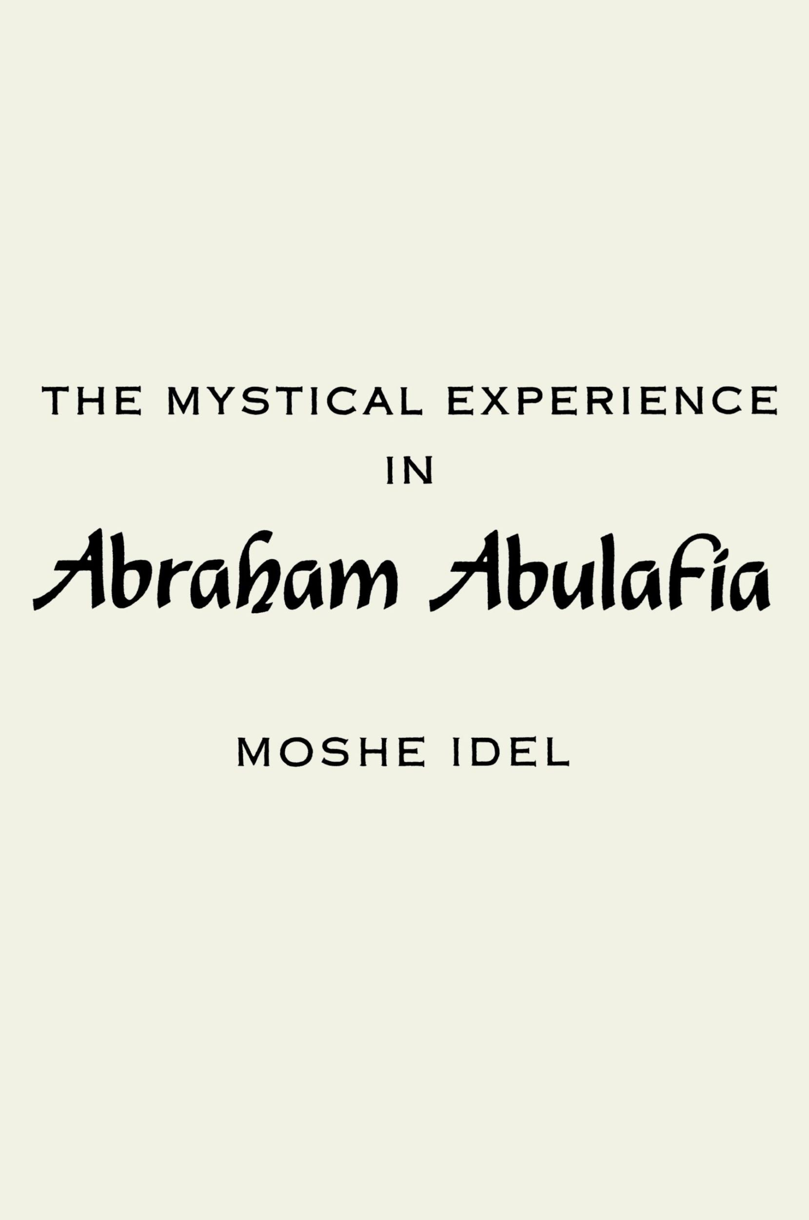 Cover: 9780887065538 | The Mystical Experience in Abraham Abulafia | Moshe Idel | Taschenbuch