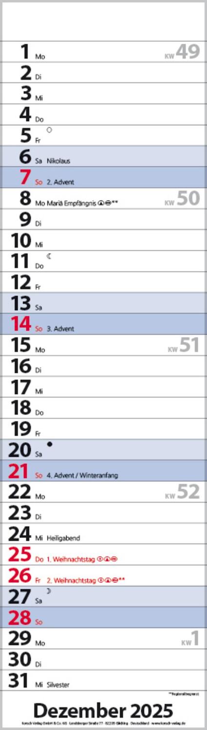 Bild: 9783731882749 | Streifenplaner Mini Blau 2025 | Verlag Korsch | Kalender | 13 S.