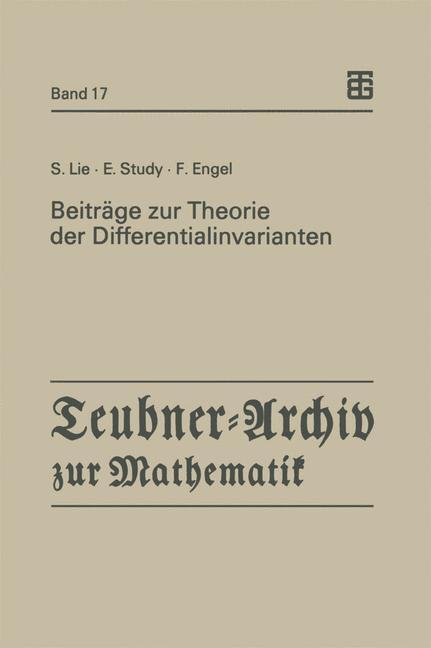 Cover: 9783815420355 | Beiträge zur Theorie der Differentialinvarianten | Sophus Lie (u. a.)