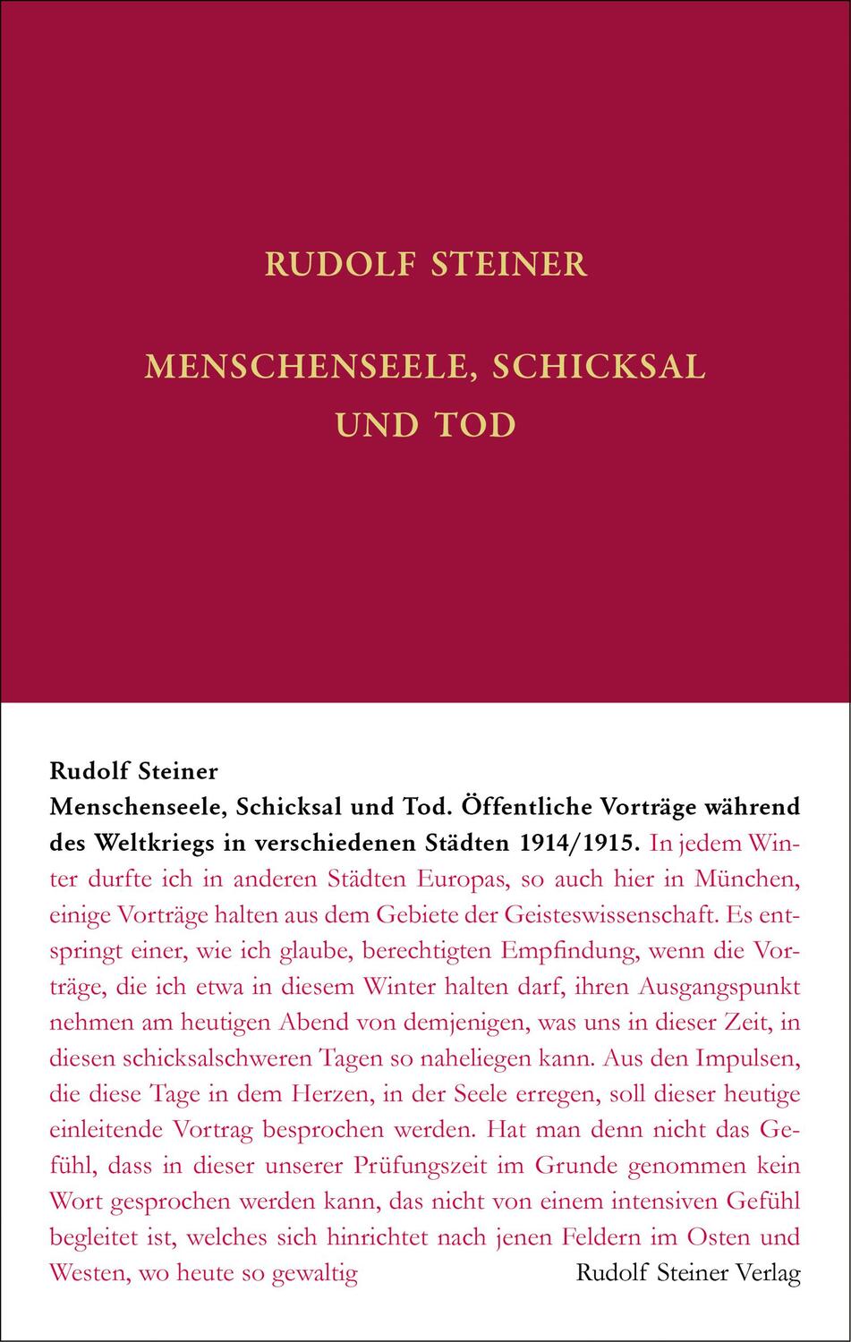 Cover: 9783727407000 | Menschenseele, Schicksal und Tod | Rudolf Steiner | Buch | Deutsch