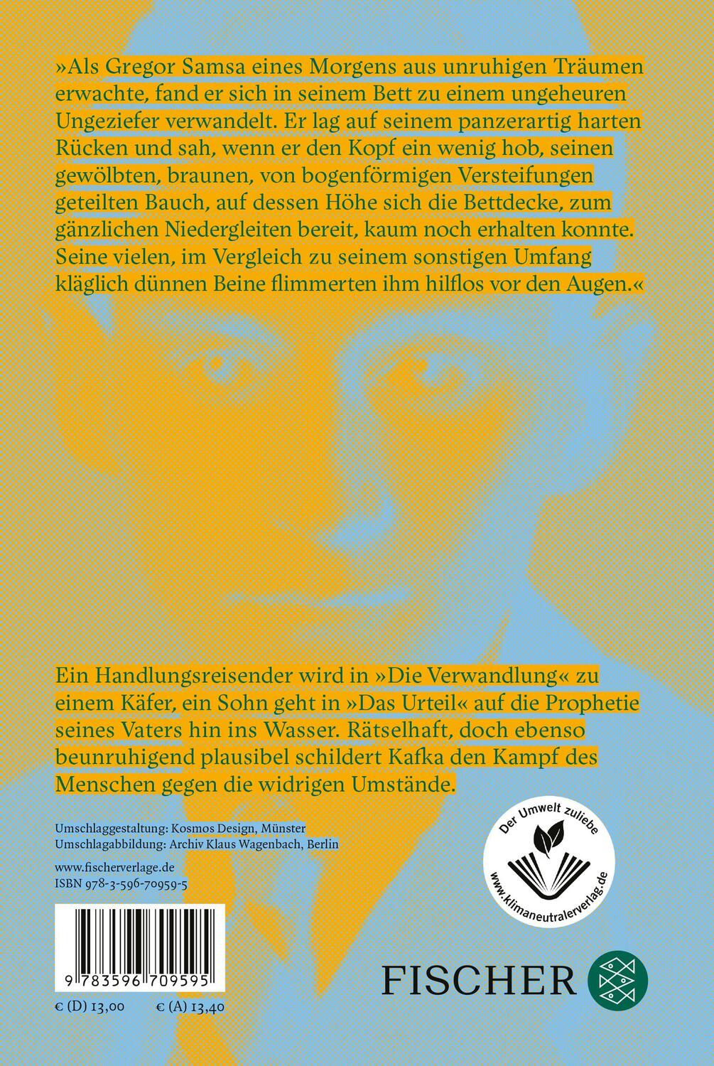 Rückseite: 9783596709595 | Das Urteil / Die Verwandlung | Erzählungen. Originalfassung | Kafka