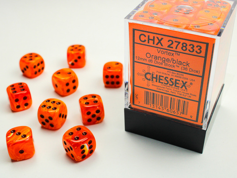 Cover: 713145606579 | Vortex® 12mm d6 Orange/black Dice Block™ (36 dice) | deutsch | Chessex