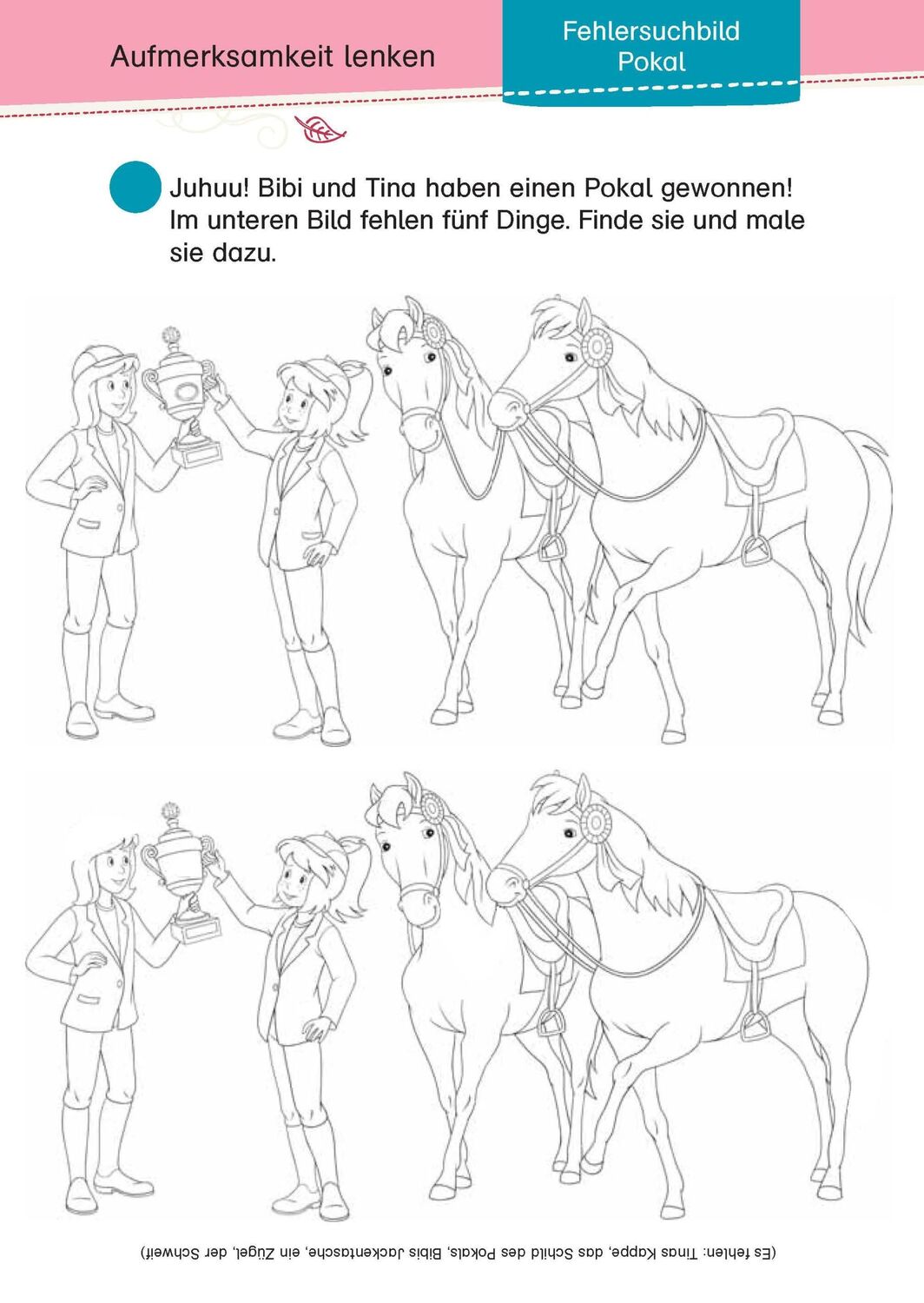 Bild: 9783129496121 | Bibi &amp; Tina: Mein Schulstart-Block Konzentrations- und Denkspiele....