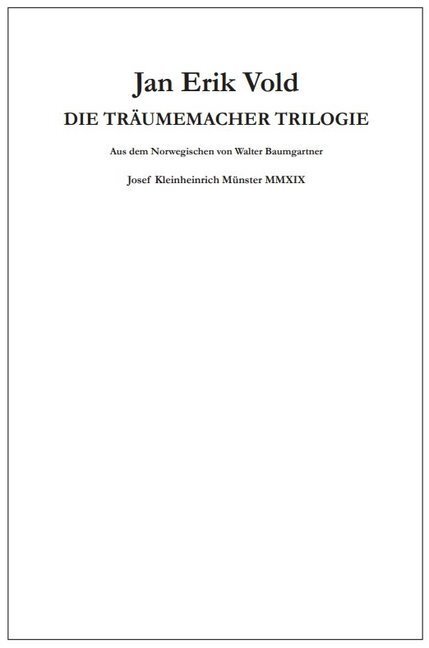 Cover: 9783945237410 | Die Träumemacher Trilogie | Jan E. Vold | Buch | Deutsch | 2019