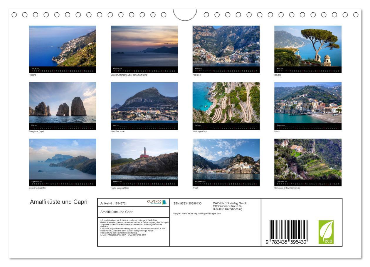 Bild: 9783435596430 | Amalfiküste und Capri (Wandkalender 2025 DIN A4 quer), CALVENDO...